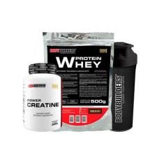 KIT Whey Protein 500g + Power Creatina 300g + Coqueteleira - Bodybuild