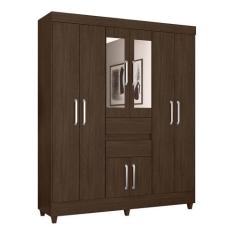 Guarda Roupa Casal 8 Portas Munique c/ Espelho 82060EL Ébano Touch Dem