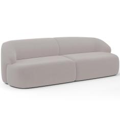 Sofá 3 Lugares Curvo Orgânico Living 220cm Barolo L06 Veludo Grafite