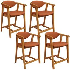 Kit 04 Banquetas Baixa Cozinha Bancada Cecília L02 Tecido Terracota