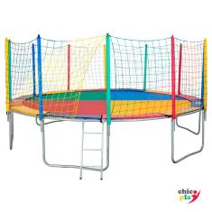 Cama Elástica 4,27m com 6 Pés Nacional Lona Colorida Profissional