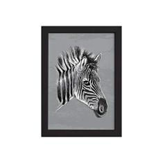 Quadro para Sala Safari Zebra Moldura Preta 33x43cm