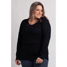 Blusa Feminina Plus Size Manga Longa Ribana Canelada 2x1 - KiBeleza