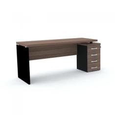 Mesa para Escritório 4 Gavetas Pe40 Pandin Móveis Walnut/preto