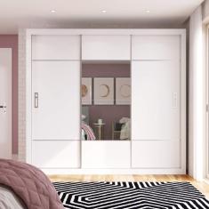 Guarda Roupa 3 Portas e Espelho Curitiba Gold Espresso Móveis