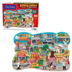 Quebra-Cabeça Infantil Vila Feliz 28 Peças Gigantes Brinquedo Pedagógico