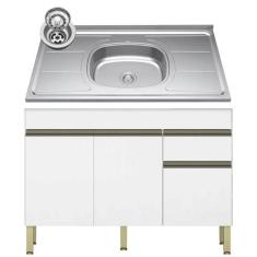 Balcão Gabinete 3 Portas com Pia 150cm Lina K02 Supremo - Mpozenato, K