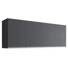 Armário Aéreo Cozinha Andréia 4 Portas 150 cm Cinza Fosco 1994 AJL Móv