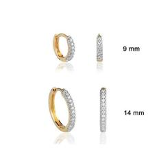 Kit 2 Pares de Brinco de Argola Em Ouro 18k Com Zircônias - AGAPRIME J