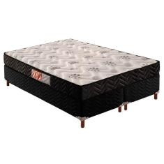 Cama Box Queen: Colchão Espuma Paropas D45 Pasquale + Base Crc Suede Black(158X198)