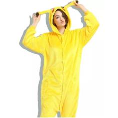 Pikachu Pokemon Fantasia Pijama Kigurumi Macacão Roupa Adulto A Pronta