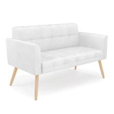 Sofá Namoradeira Elisa Corano Pés Palito Natural - D'rossi Cor Branco