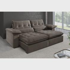 Sofá 3 Lugares Retrátil e Reclinável Mônaco Veludo com Molas Ensacadas