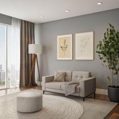 Sofá 2 Lugares Alive Pés e Base em Madeira Linho Cotton Cru