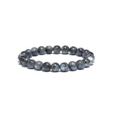 Pulseira Masculina De Bolinha Pedras Naturais Cinza Gelo 8mm - PENDULA