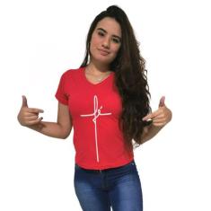 Camiseta Feminina Gola V Cellos Fé Premium W