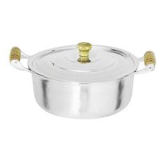 Panela Caçarola Alumínio Polido Alça e Pomel Madeira 22cm 3,0L