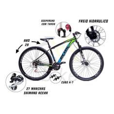 Bicicleta Aro 29 Ecos 27 Marchas, Rodas K7 9v, Cambio Shimano Acera, Freios Hidráulicos E Suspensão-Unissex