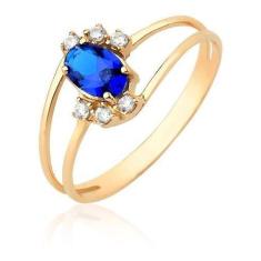 Anel Feminino Com Pedra Azul Aro Duplo Ouro 18k A51 - MAEHLER JOIAS, D