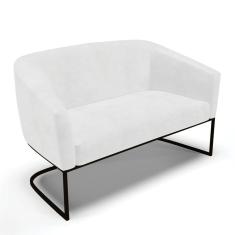 Sofá Namoradeira 2 Lugares Base Industrial Preto Stella Corano D03 - D'rossi Cor Branco