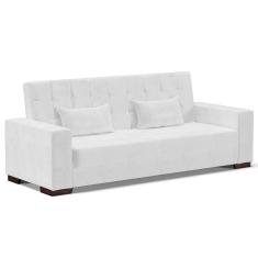 Sofá Cama Decorativo 210Cm Beesley Pu Branco Brilho