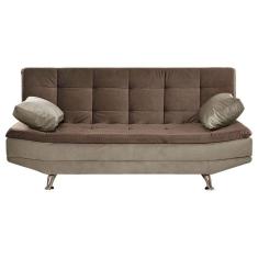 Sofá Valencia Reclinável Veludo Shop Das Cabeceiras Marrom Chocolate E Marrom Castor