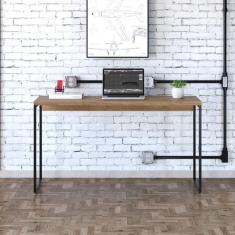 Mesa Dynamica 135x50x75cm Lâmina Mel - Est.preta Lâmina Mel - Est.preta