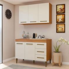 Cozinha Completa 5 Portas 3 Gavetas Londrina Marrom/Off White