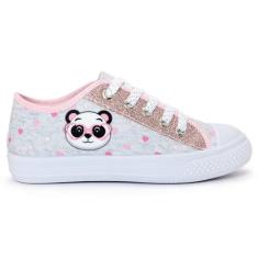 Tênis Infantil Feminino Cano Baixo Panda Glitter Menina REF021 - NIPPO
