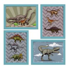 Quadro Infantil Dinossauro Jurassic 22x32cm Mold Azul 4un - Quartinhos