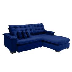 Sofá Berlin 2.65x2.10m Com Chaise Super Pillow Top - Azul