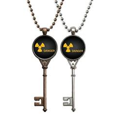 OFFbb-USA Logotipo Radioativo Substâncias Aviso Chaveiro Colar Pingente Joias Decoração Casal