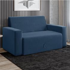 Sofá-Cama 2 Lugares Pratik 5000 Mamflex Azul Suede