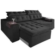 Sofá retrátil e reclinável 2,30 carioca 4 lugares preto-bonequinha móv