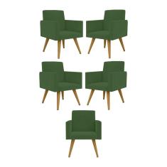 Kit 05 Cadeiras Poltronas Decorativa - Escritório - Recepção Cor:verde