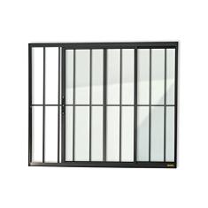 Janela Confort 2 Folhas com Grade Vidro Liso 100cm x 80cm Brimak Preto