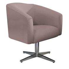 Poltrona Luiza Base Giratória de Metal Linho Rosê - Doce Sonho Móveis