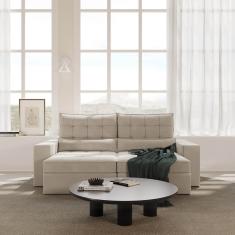 Sofá Retrátil e Reclinável 4 Lugares 240cm Embaúba Extra Cabecasa Madeiramadeira Bege Fosco