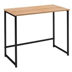 Escrivaninha Phoenix Industrial Daf Móveis 80 Cm (Largura) Tampo Madeira Maciça Natural Aço Preto