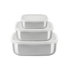 Jogo de Potes Tramontina Freezinox Quadrados em Aço Inox com Tampa Plástica 3 Peças