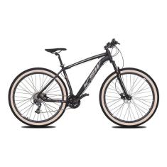 Bicicleta Aro 29 Ksw Xlt 27v Freio Hidráulico K7 Garfo com Trava Pneu com Faixa Bege - Preto\Prata