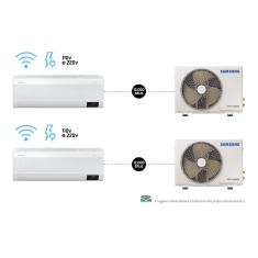 Kit Ar condicionados Split Inverter Samsung WindFree Connect Powervolt 2x12.000 BTUs Frio Bivolt Branco