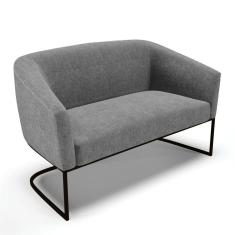 Sofá Namoradeira 2 Lugares Base Industrial Preto Stella Linho Grafite A26 D03 - D`rossi