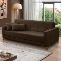 Sofá Cama 3 lugares 2,00m Aurora Suede Marrom Adonai Estofados