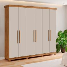 Guarda-roupa Valencia 6 Portas 100% Mdf Freijó/Off White