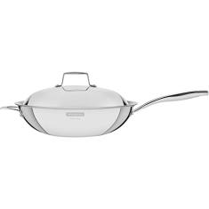 Wok Tramontina Grano em Aço Inox com Corpo Triplo Revestimento Interno em Antiaderente com Cabo 32 cm 5,2 L