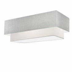 Plafon Duplo Retangular Vivare Md-3071 Cúpula Em Tecido 80x40cm X 70x30cm - Bivolt Rustico-cinza-branco 127/220v