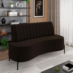 Sofá Living Decorativo 2 Lugares 1,35M Katara Pés de Ferro Veludo Marrom G33 - Gran Belo