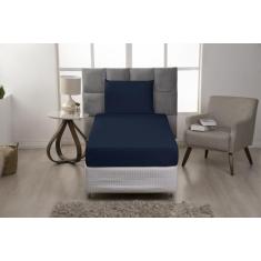 Lençol Solteiro Microfibra Simples 2 Peças Clean - Suítes Sonhos, Azul