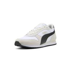 PUMA St Miler Tênis masculino, Branco-preto-vapor cinza, 39
